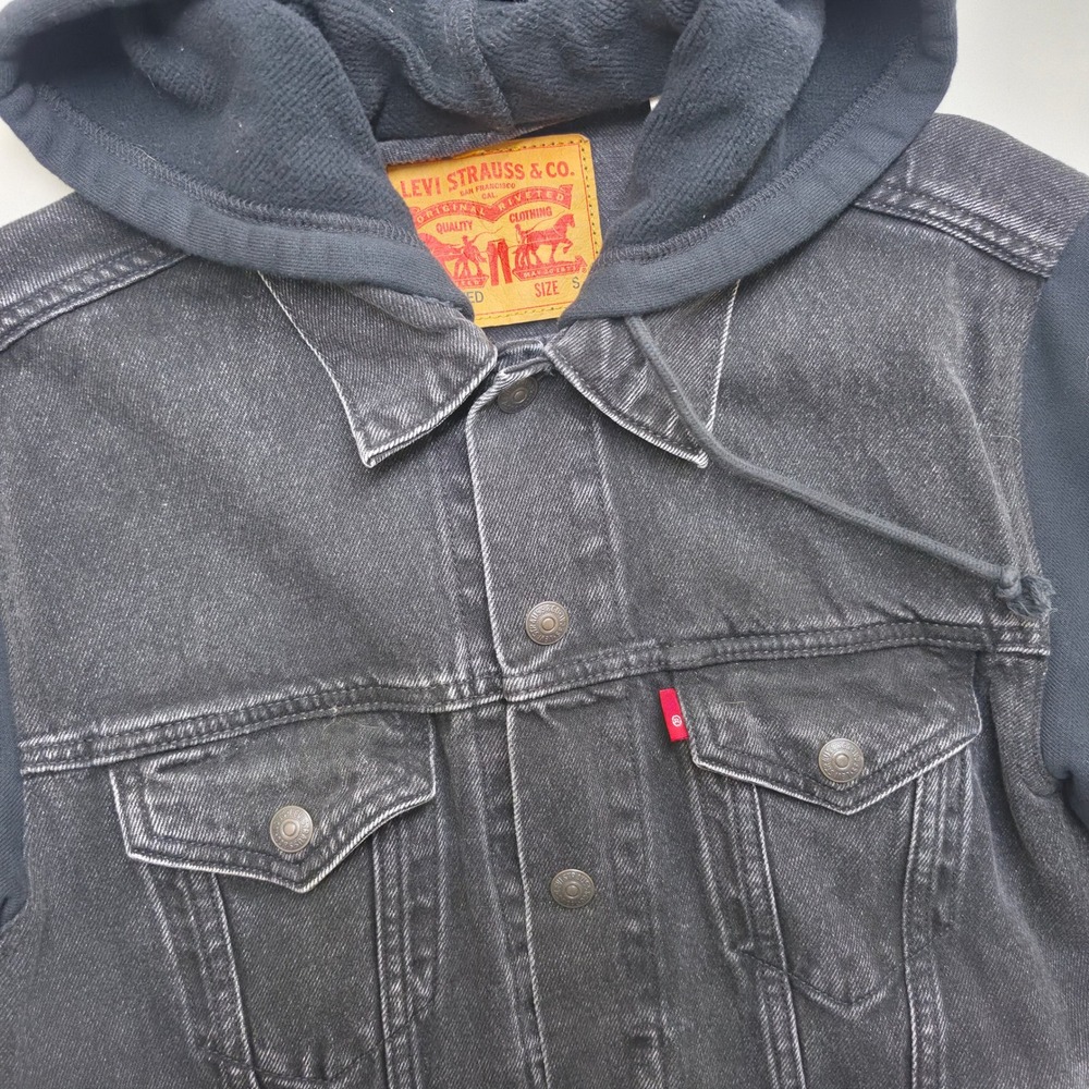 Levi's Hybrid Demin Trucker Jackey Hooded Black Size S